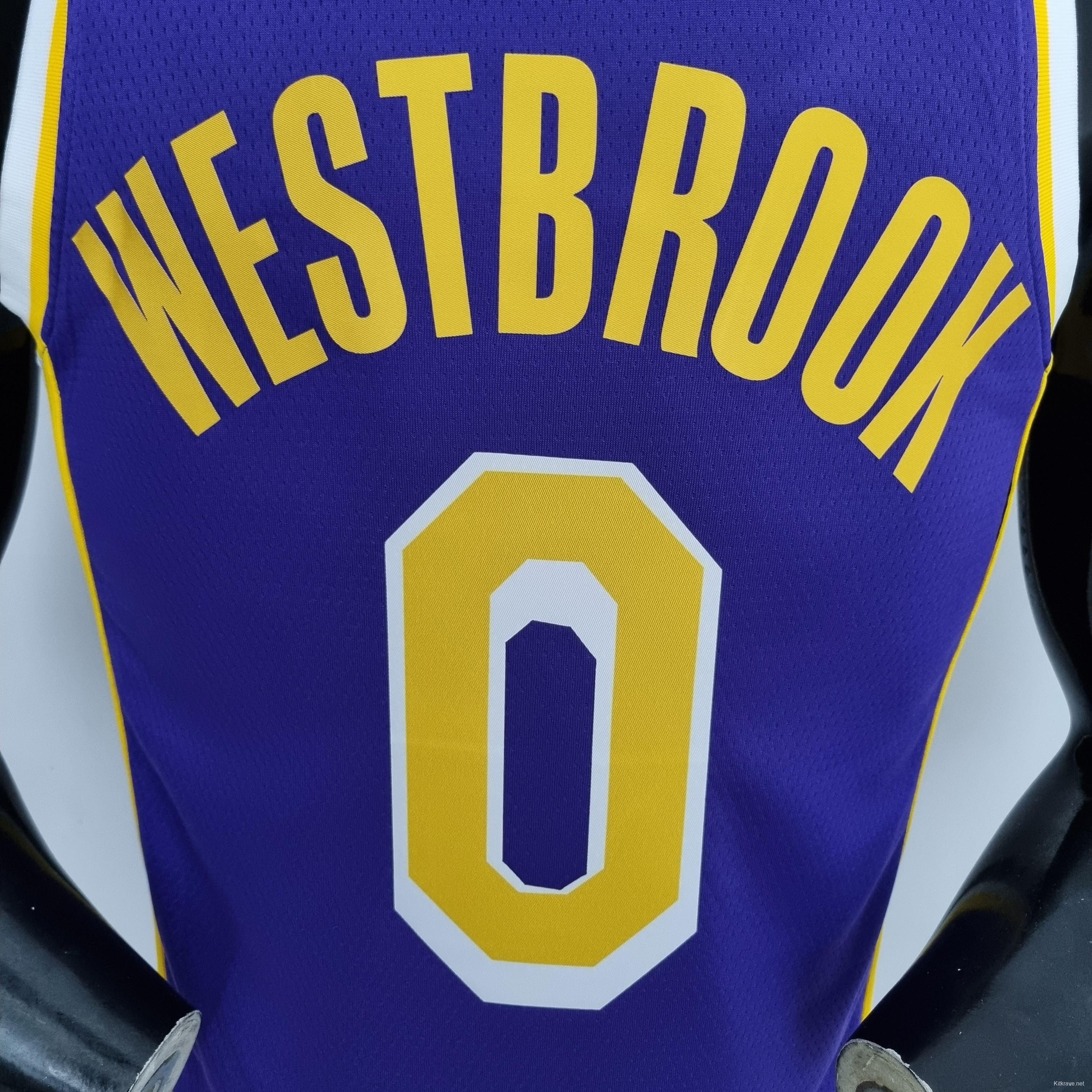 75th Anniversary Westbrook #0 Los Angeles Lakers Jordan Purple NBA Jersey