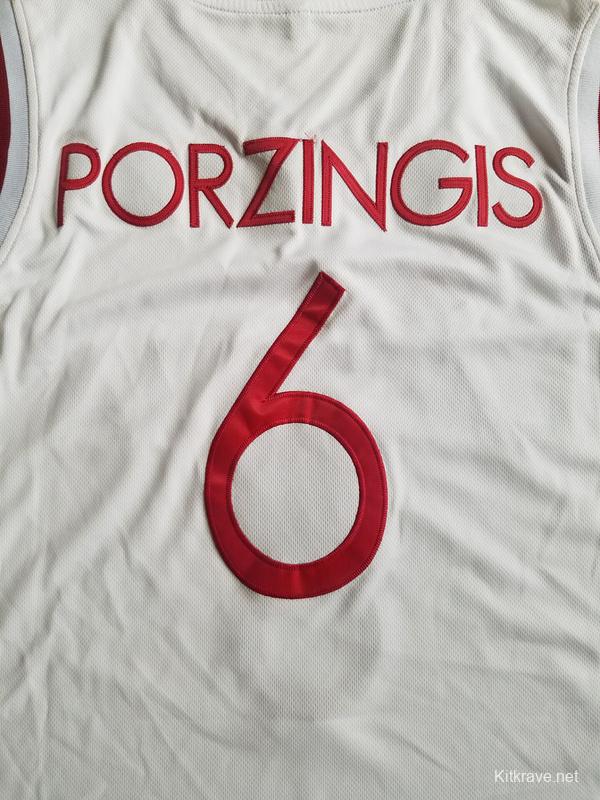 Kristaps Porzingis 6 Latvija White Basketball Jersey