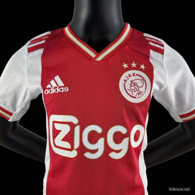 22/23 Kids Kit Ajax Home Size：16-28 Soccer Jersey