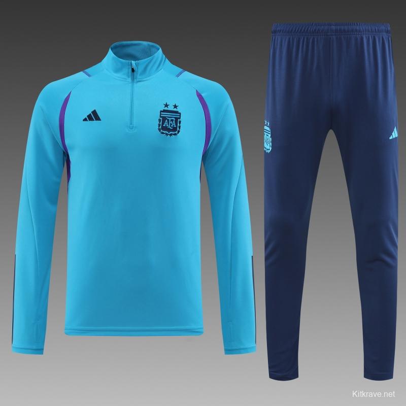 2022 Argentina Blue Half Zipper Tracksuit