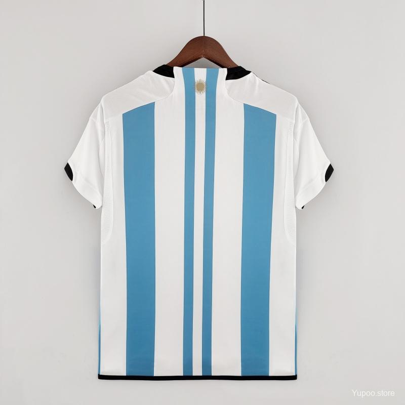 3 Stars 2022 Argentina Home Jersey With World Cup Champion Patches