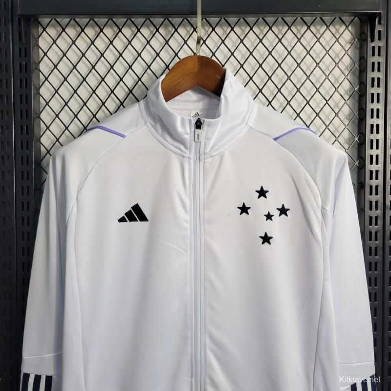 23-24 Cruzeiro White Full Zipper Training Jacket