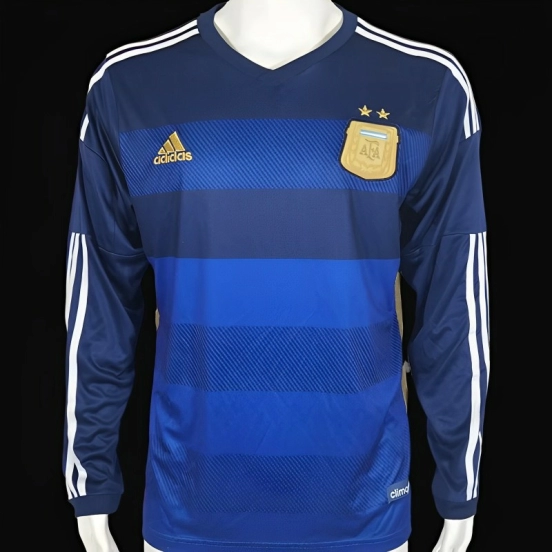 Retro 2014 Argentina Home Long Sleeve Soccer Jersey