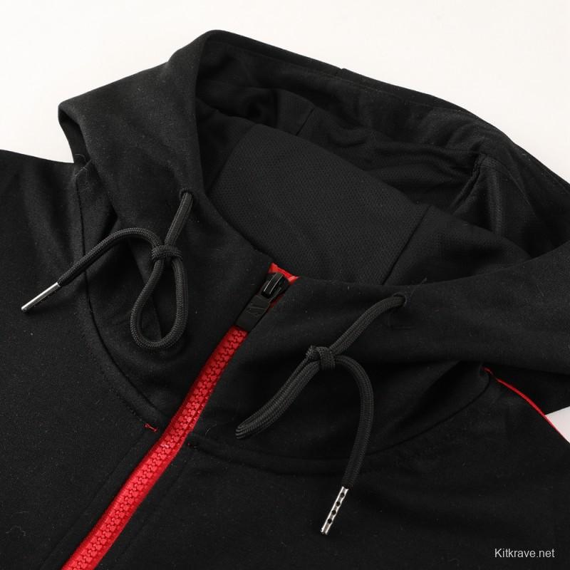 23/24 NIKE Black/Red Full Zipper Hooide Jacket+Pants