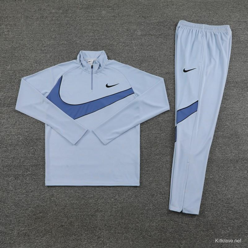 2024 Nike Light Blue Half Zipper Jacket+Pants