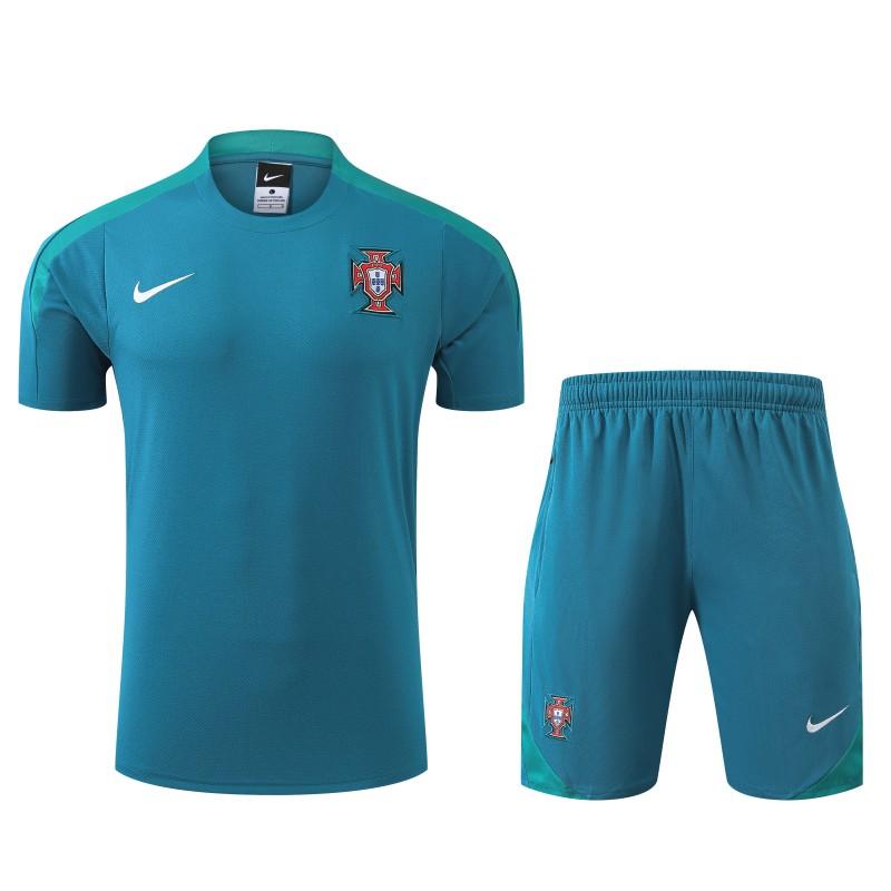 2024 Portugal Blue Short Sleeve Jersey+Shorts