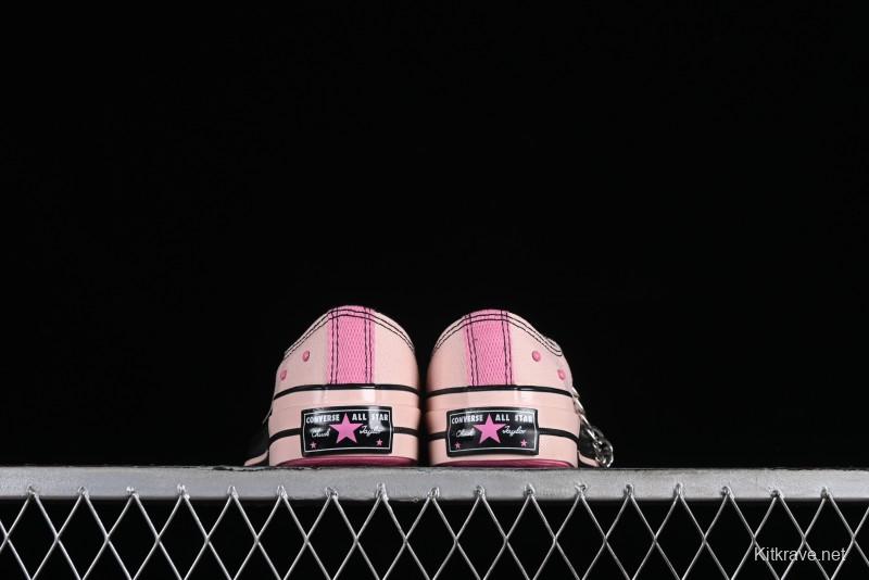 Converse Chuck 70s Low-Top Casual Sneakers with Black-Pink Chain Design - A09542C