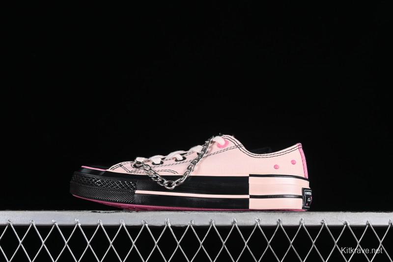 Converse Chuck 70s Low-Top Casual Sneakers with Black-Pink Chain Design - A09542C