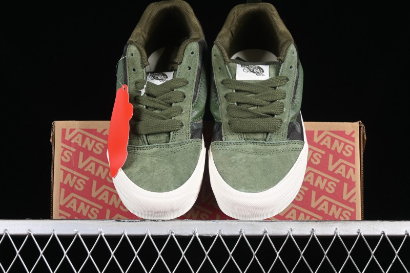 Vans Classics Knu Skool Camo Army Green Chunky Tongue Platform Sneakers - VN0007QC0WD