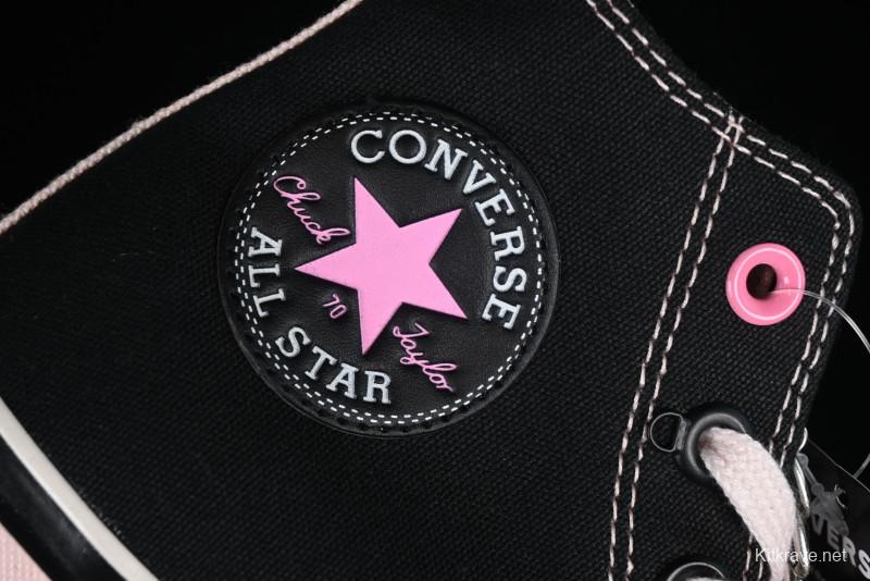 Converse Chuck 70s High Top Canvas Sneakers with Chain Accents in Black & Pink - A09539C