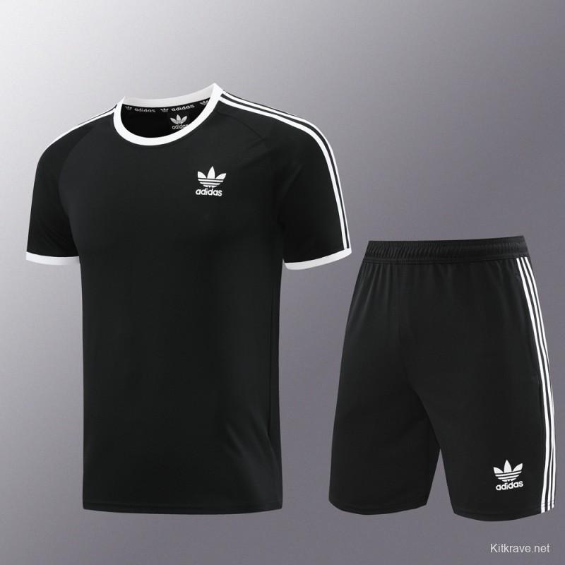 24/25 Adidas Original Black Short Sleeve Jersey+Shorts