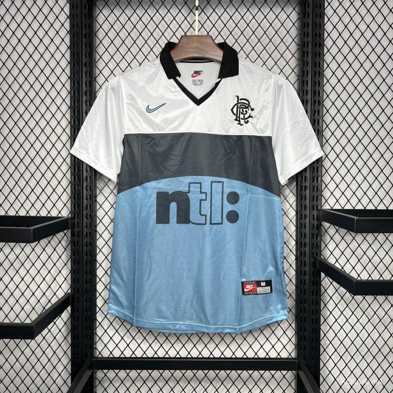 Retro 99/00 Glasgow Rangers Away White/Blue Jersey