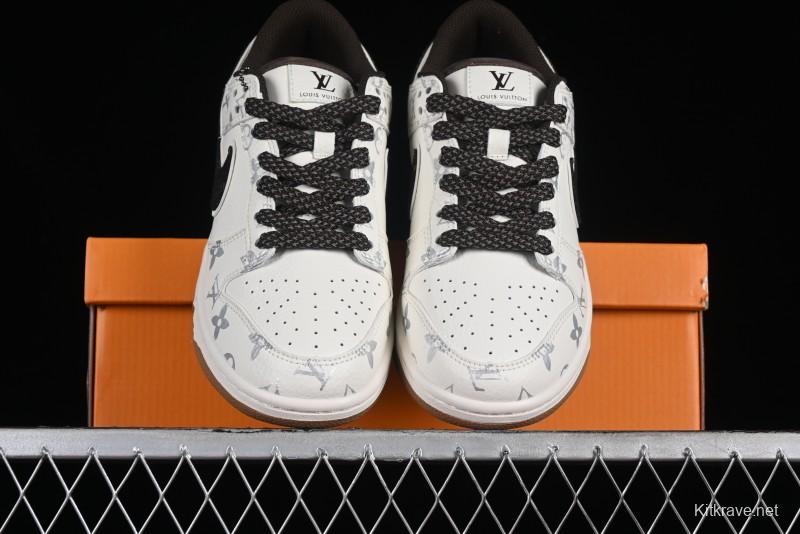 Nike Dunk Low LV Louis Vuitton - Beige Black Denim Anniversary High-End Custom Sneakers - DQ1098-341