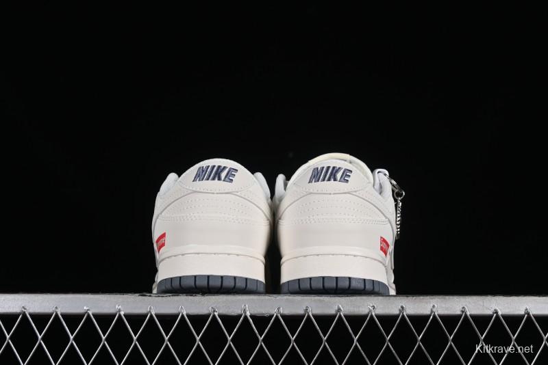 Supreme x Nike SB Dunk Low Anniversary Edition White Grey Customized Low-Top Casual Skate Shoes - BB8657-105