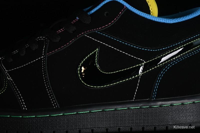 Nike Air Jordan 1 Low AJ1 Black Green Low Top Lifestyle Basketball Shoes - 338145-003