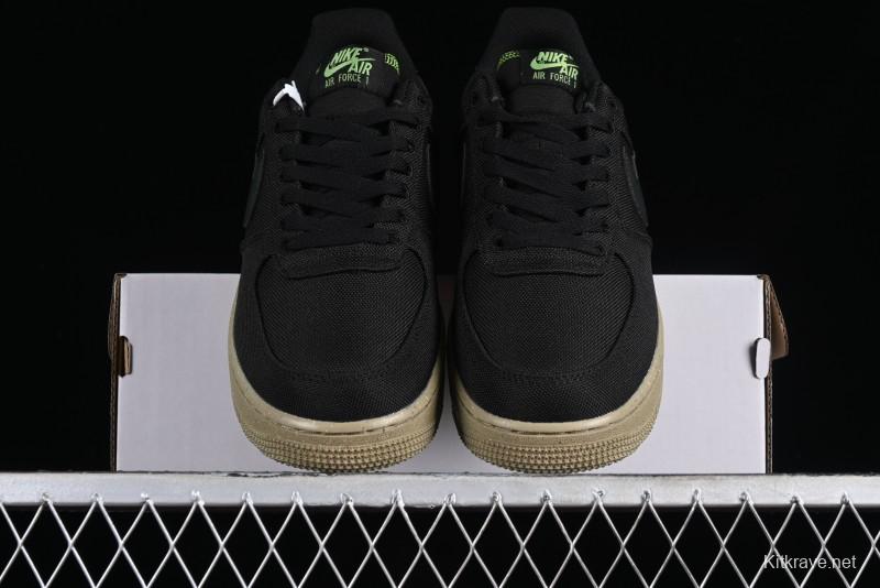 Nike Air Force 1 '07 Low Black Green Canvas Casual Sneakers - FJ4160-001