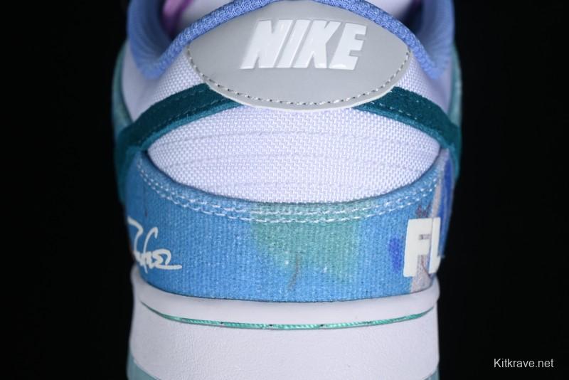 Nike Futura x Dunk Low Pro SB Casual Skate Shoes with Tie-Dye Pattern - HF6061-400