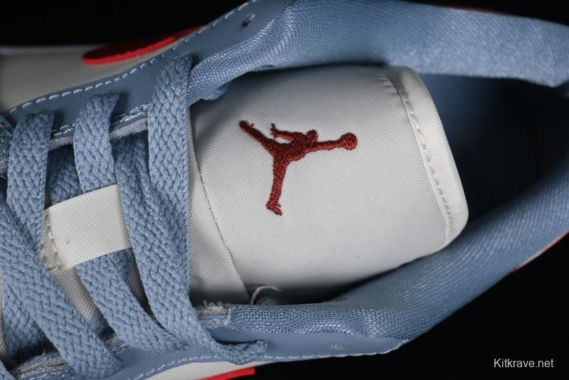 Nike Air Jordan 1 Low AJ1 White Blue Red Toe Casual Sneakers - DC0774-164