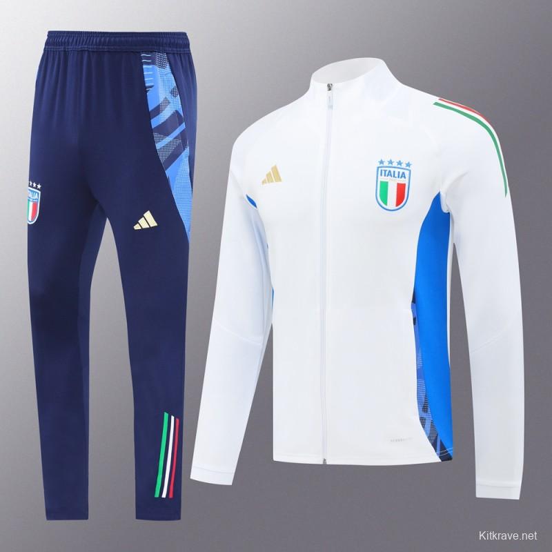 2024 Italy White Full Zipper Jacket +Long Pants