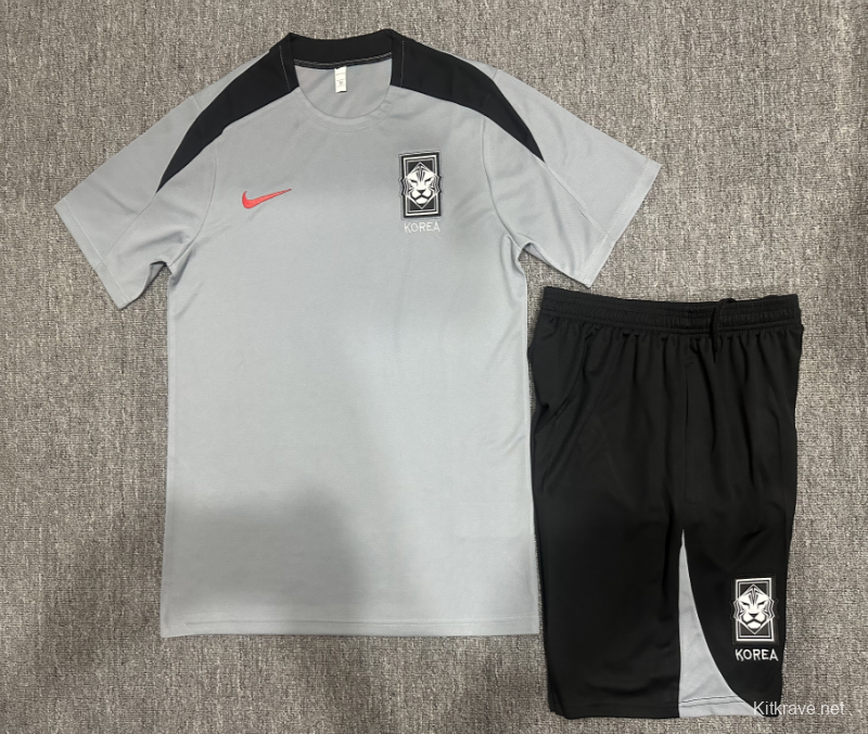 2024 Kids South Korea Grey Short Sleeve Jersey+Shorts