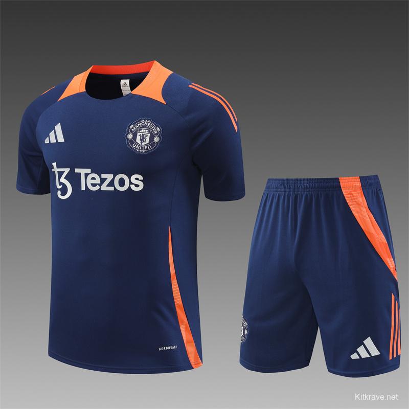 24/25 Manchester United Navy Short Sleeve Jersey+Shorts