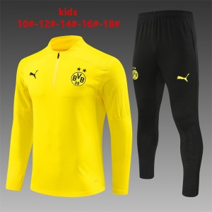 24/25 Kids Borussia Dortmund Yellow Half Zipper Jacket+Long Pants