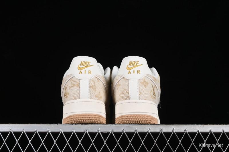 Nike Air Force 1 '07 Low V Collaboration - Khaki Mini Swoosh Low-Top Casual Sneakers - SJ2088-001