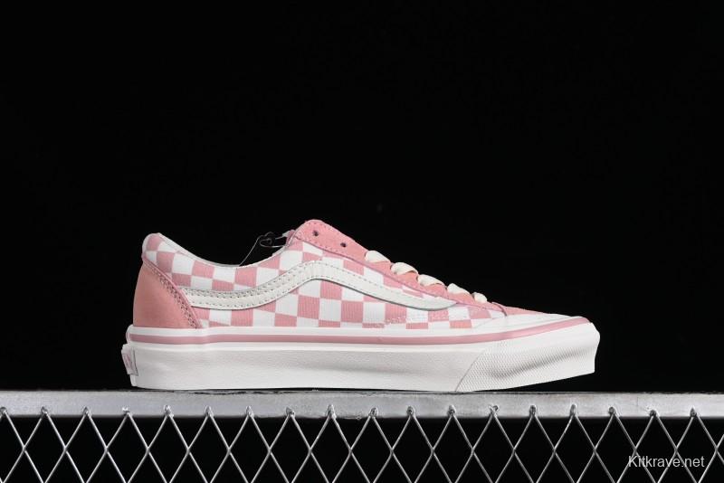 Vans Old Skool Reissue 136 Pink Checkerboard Low Top Retro Canvas Shoes - VN000MT6EBQ