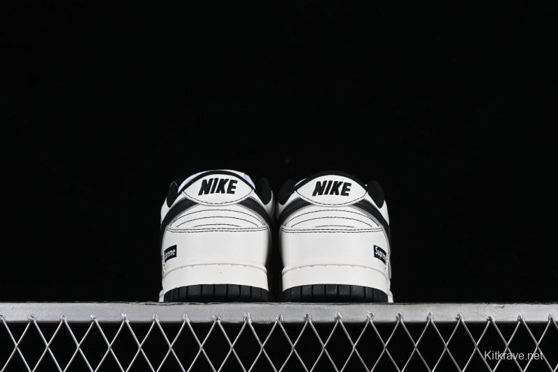 Nike Supreme x SB Dunk Low Casual Skate Shoes in Black and Beige - RM2308-237