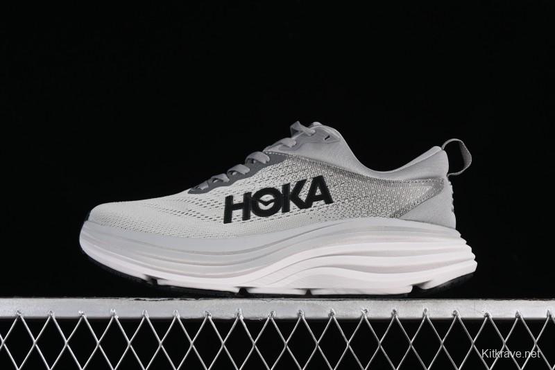 HOKA ONE ONE Bondi 8 Performance Cushioned Running Shoes with Engineered Mesh Upper - 1123202 SHMS