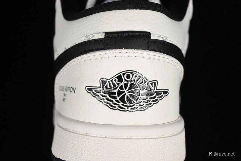 Nike Air Jordan 1 Low LV Collaboration - Printed Knight High-End Custom Low-Top Culture Basketball Shoes SJ9950-005