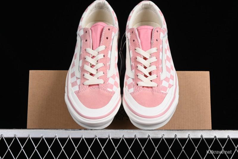 Vans Old Skool Reissue 136 Pink Checkerboard Low Top Retro Canvas Shoes - VN000MT6EBQ