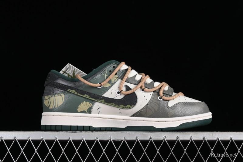 Nike Dunk Low Panda Prank Jungle Crossing - Green Wild Floating Abyss Beige Brown Green SB Lace-Up Low-Top Casual Skate Shoes - FD0350-133