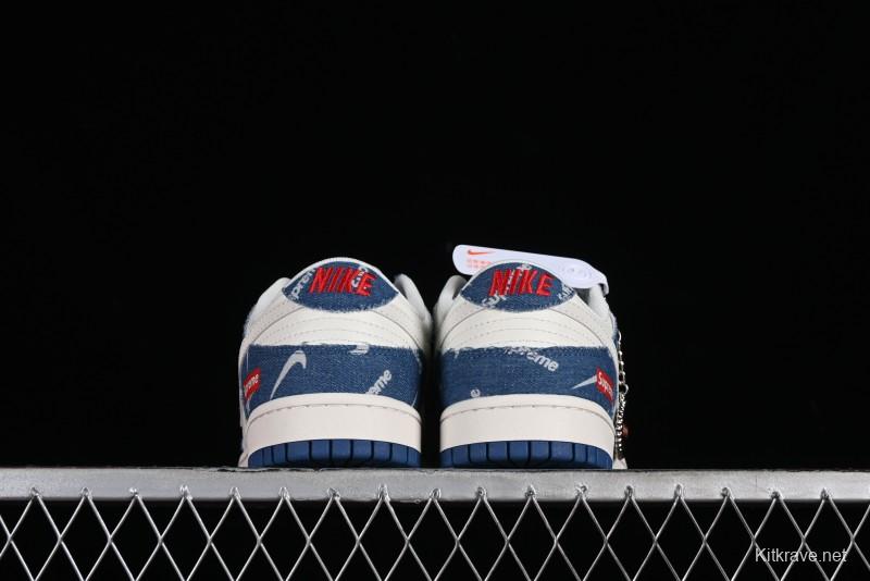 Nike Dunk Low Supreme - Denim Blue Jeans Anniversary High-End Customized Low-Top Casual Sneakers - FC1688-194