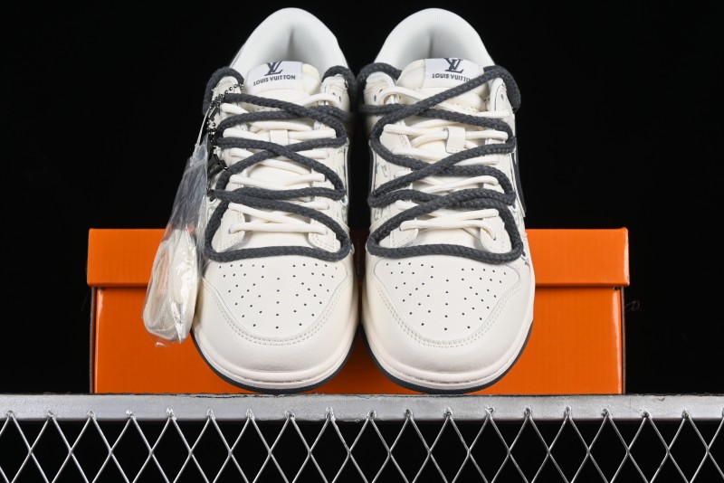 Nike SB Dunk Low LV Collaboration - Straps Lamborghini Off White Dark Grey Swoosh Anniversary High-End Custom Low-Top Casual Sneakers - SJ2068-262