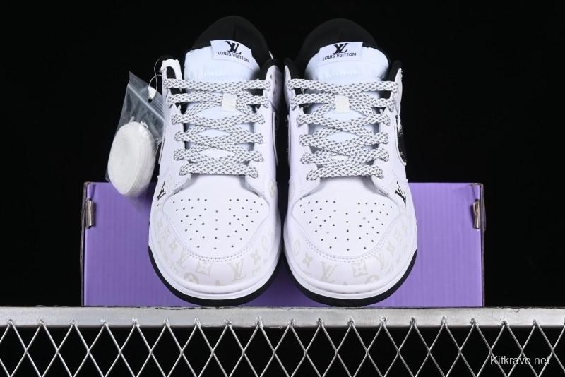 Nike SB Dunk Low LV Collaboration - Dark Night Elf High-End Custom Low-Top Casual Skate Shoes - DD1391-136