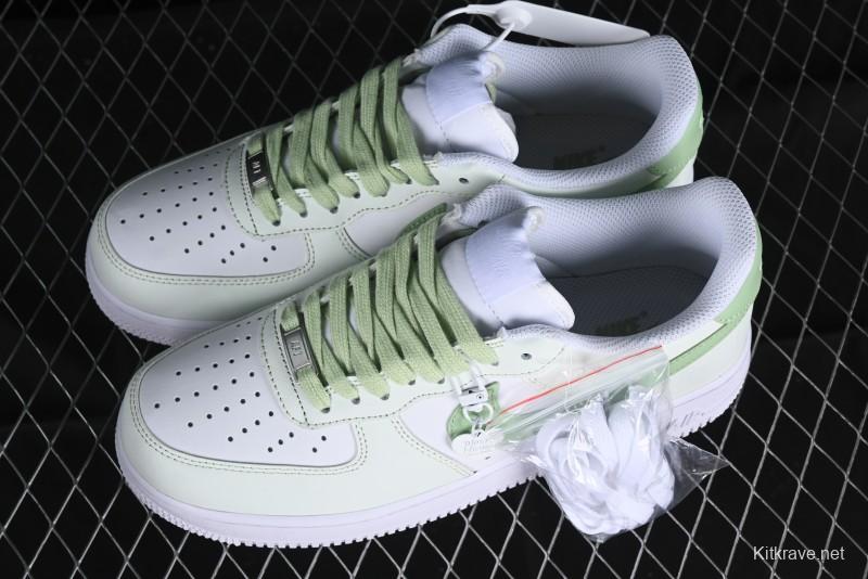 Nike Air Force 1 '07 Low Casual Sneakers with Anime-inspired Green Apple Spray Paint Design - DY8899-002