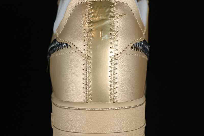 Off-White x Nike Air Force 1 '07 Low "Metal Gold" Casual Sneakers - DX1419-900