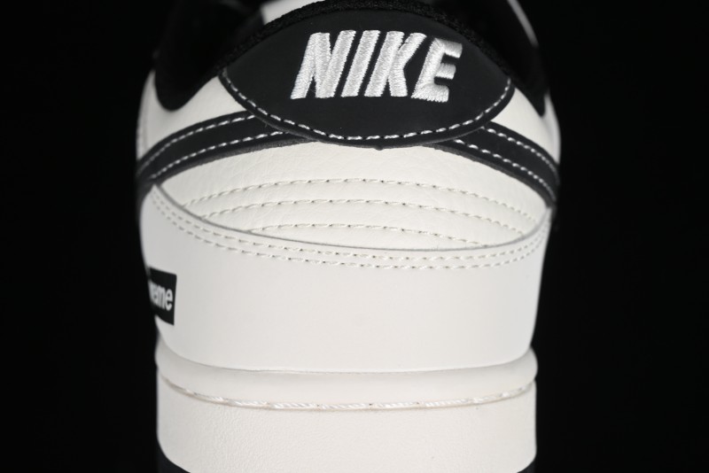 Nike SB Dunk Low Supreme Collaboration - Beige Black Canvas Anniversary Custom Low-Top Casual Skate Shoes - BB8657-515