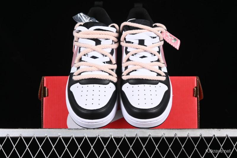 Nike Court Borough Low 2 Retro Casual Sneakers in Dark Pink and Black - BQ5448-115