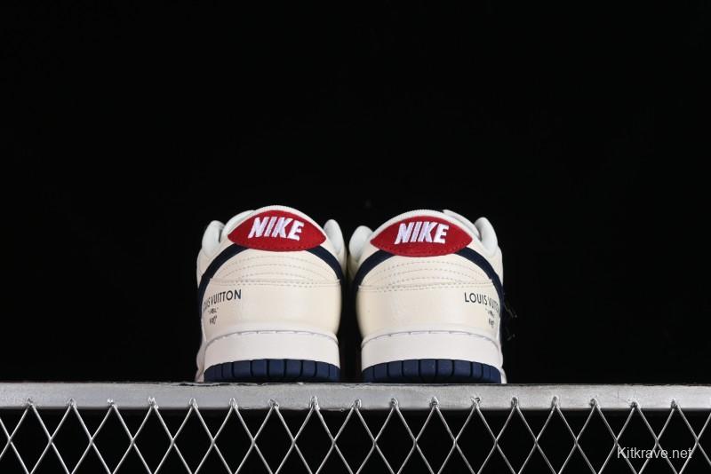 Nike SB Dunk Low LV Collaboration - Suede Navy Blue Anniversary High-End Custom Low-Top Casual Sneakers - FC1688-134