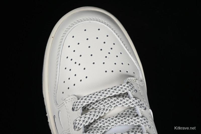 Nike SB Dunk Low LV Collaboration - Double Swoosh Beige Grey Anniversary High-End Custom Low-Top Casual Skate Shoes - FC2025-306