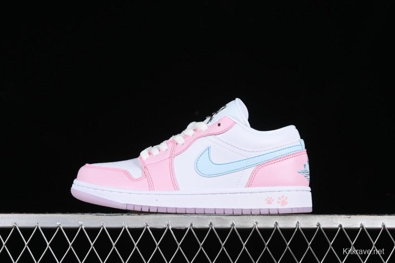 Nike Air Jordan 1 Low "White/Pink Foam/Glacier Blue" Casual Sneakers - HM3706-141