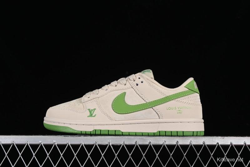 Nike SB Dunk Low LV Collaboration - Emerald City Anniversary High-End Custom Low-Top Casual Skate Shoes - XB3802-345
