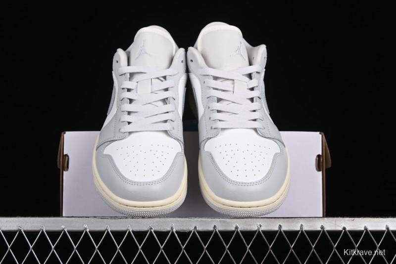 Nike Air Jordan 1 Low Casual Sneakers in White-Grey - FQ7687-300