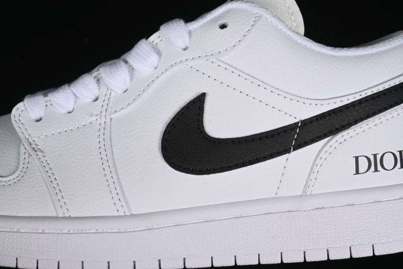 Nike Air Jordan 1 AJ1 Dior Collaboration - White Black Custom Low Top Retro Basketball Shoes - LJ6688-010