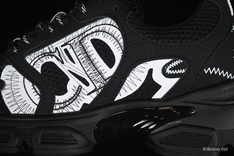 Dior Chrono Round Toe Lace-Up Lifestyle Casual Running Sneakers - 6865 BLACK WHITE