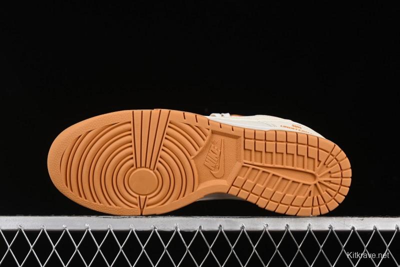 Nike SB Dunk Low UN Collaboration - Off White & Yellow Swoosh Anniversary Customized Low-Top Casual Skate Shoes - KK1688-011