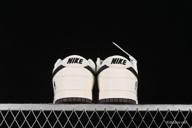 Nike SB Dunk Low Carhartt Collaboration - Off White Black Swoosh Anniversary Customized Low-Top Casual Skate Shoes - SJ1089-007