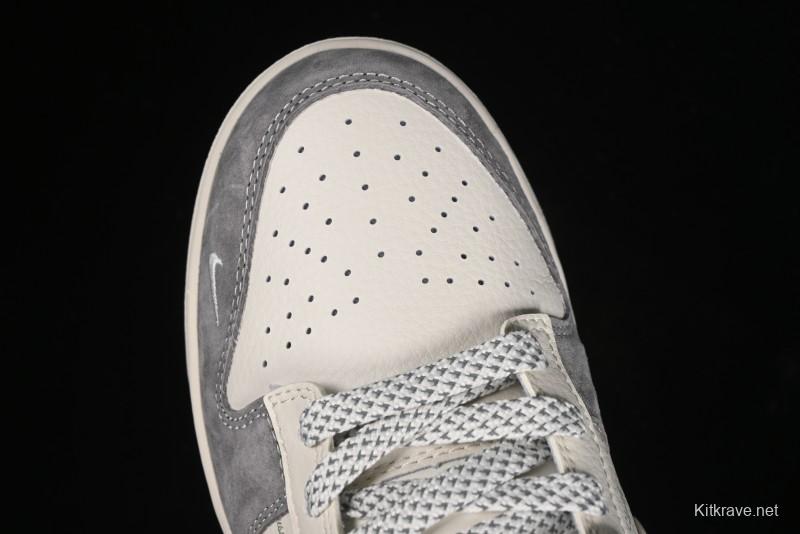 Nike SB Dunk Low Stussy Collaboration - Grey Pig Suede Patchwork Anniversary Custom Low-Top Casual Skate Shoes - CF3688-016